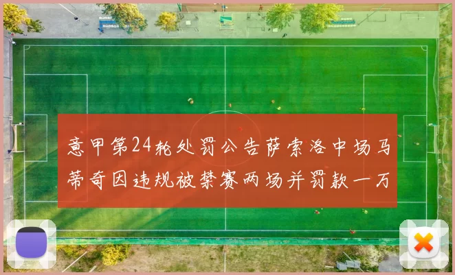 意甲第24轮处罚公告萨索洛中场马蒂奇因违规被禁赛两场并罚款一万欧元