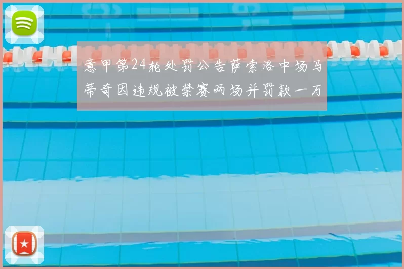 意甲第24轮处罚公告萨索洛中场马蒂奇因违规被禁赛两场并罚款一万欧元